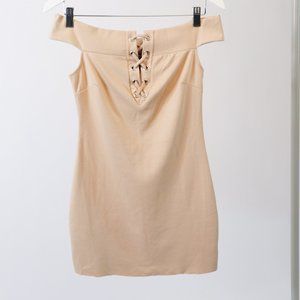 mini off the shoulder lace up dress
